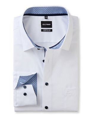 Рубашка белая мужская с синими пуговицами OLYMP Luxor Big | купить в интернет-магазине Olymp-Men
