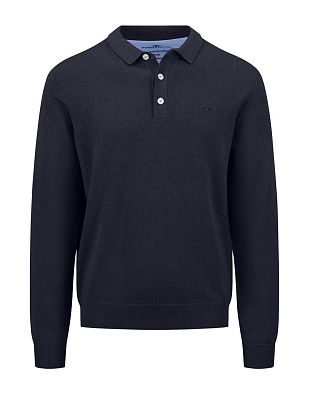 Поло синее с длинным рукавом Fynch-Hatton | купить в интернет-магазине Olymp-Men