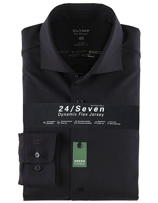 Рубашка синяя трикотажная Olymp 24/7, modern fit | купить в интернет-магазине Olymp-Men