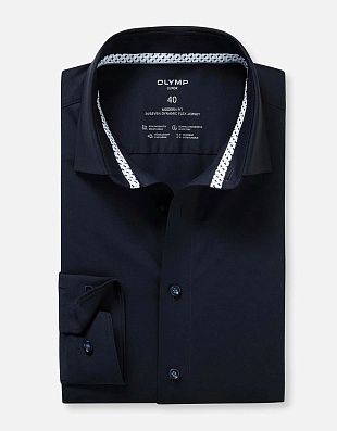 Рубашка трикотажная синяя OLYMP Luxor полуприлегающая | купить в интернет-магазине Olymp-Men