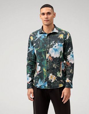 Рубашка льняная мужская OLYMP Casual с принтом | купить в интернет-магазине Olymp-Men