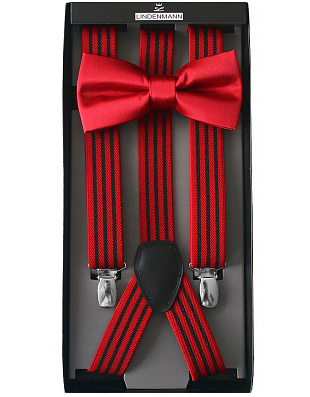 Подтяжки, бабочка красные Lindenmann, комплект | купить в интернет-магазине Olymp-Men