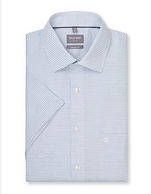 Рубашка классическая с голубым принтом Olymp, прямой крой