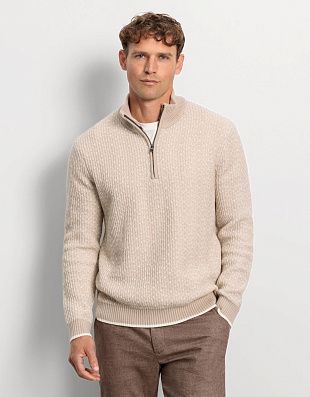 Свитер мужской OLYMP на молнии бежевый | купить в интернет-магазине Olymp-Men