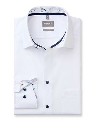 Рубашка белая мужская фактурная OLYMP Luxor, comfort fit | купить в интернет-магазине Olymp-Men