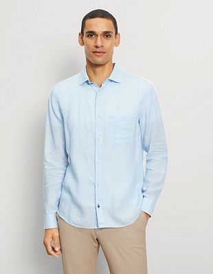 Рубашка голубая мужская льняная OLYMP | купить в интернет-магазине Olymp-Men