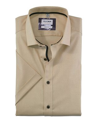 Мужская классическая бежевая рубашка Olymp, body fit, фактурная