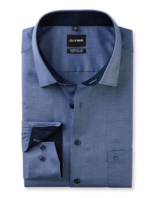 Рубашка синяя мужская OLYMP Luxor Big, прямой крой | купить в интернет-магазине Olymp-Men