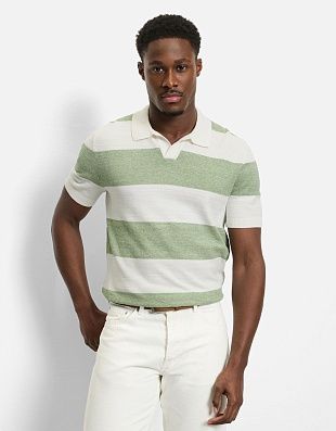 Поло мужское вязанное в зелёную полоску Olymp | купить в интернет-магазине Olymp-Men