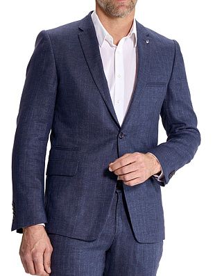 Льняной синий пиджак в полоску w.Wegener | купить в интернет-магазине Olymp-Men