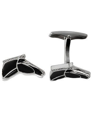 Запонки голова лошади, черная эмаль, 17 х 12 мм | в интернет-магазине Olymp-Men