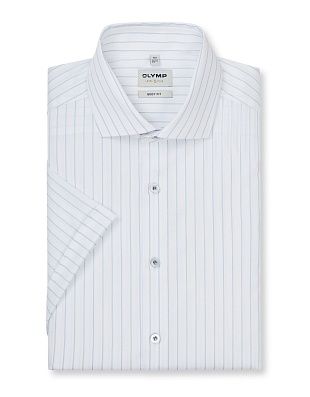 Рубашка летняя в синюю полоску Olymp, боди фит