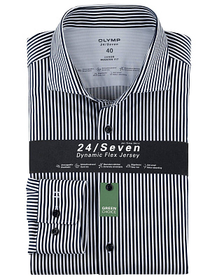 Рубашка трикотажная в синюю полоску Olymp Luxor, modern fit | купить в интернет-магазине Olymp-Men