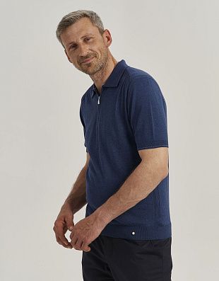 Поло мужское синее на молнии Gratude | купить в интернет-магазине Olymp-Men