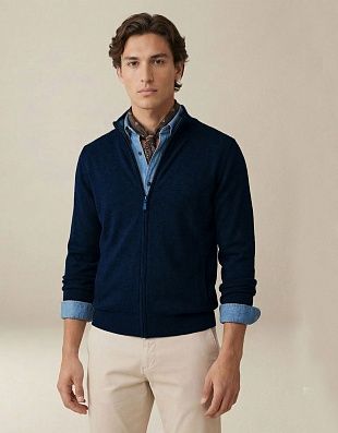 Кардиган на молнии тёмно-синий Fynch-Hatton | купить в интернет-магазине Olymp-Men
