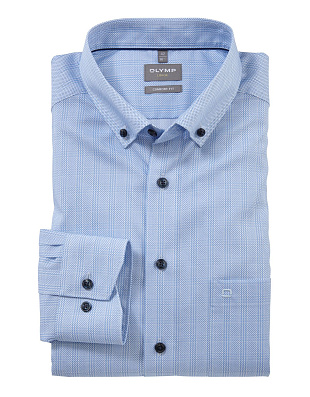 Рубашка мужская в клетку OLYMP Luxor, прямой крой, пуговицы на воротнике | купить в интернет-магазине Olymp-Men