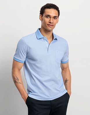 Поло мужское Olymp, с голубым воротником на пуговицах | купить в интернет-магазине Olymp-Men