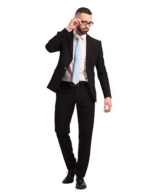 Мужской чёрный костюм Nowal, приталенный | купить в интернет-магазине Olymp-Men