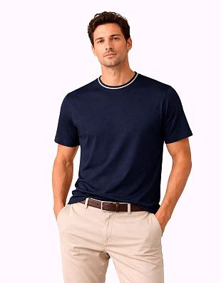 Футболка синяя с полосой на воротнике Roy Robson | купить в интернет-магазине Olymp-Men