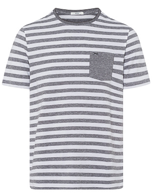 Футболка мужская Brax в серую полоску с карманом | купить в интернет-магазине Olymp-Men