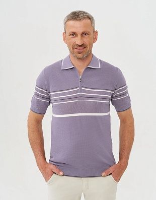 Поло мужское фиолетовое в полоску на молнии Gratude | купить в интернет-магазине Olymp-Men