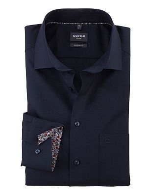 Рубашка темно-синяя OLYMP Luxor, modern fit на высокий рост | купить в интернет-магазине Olymp-Men