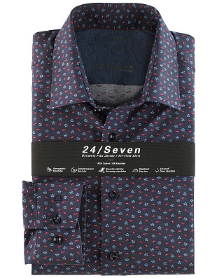Трикотажная синяя рубашка Olymp 24/7, modern fit | купить в интернет-магазине Olymp-Men