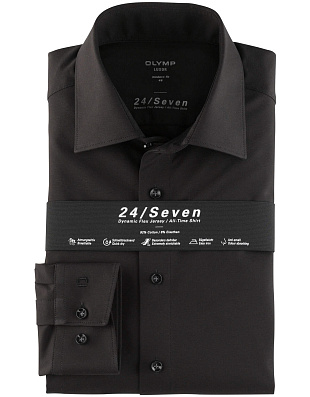 Чёрная трикотажная рубашка Olymp 24/7, modern fit | купить в интернет-магазине Olymp-Men