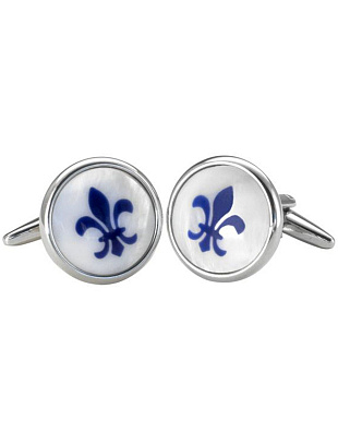 Запонки серебристые Lindenmann геральдические синие лилии | в интернет-магазине Olymp-Men