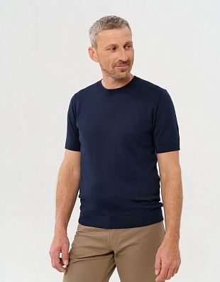 Футболка мужская вязанная синяя Olymp | купить в интернет-магазине Olymp-Men