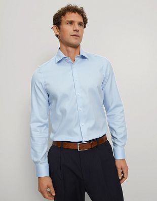 Рубашка голубая мужская приталенная OLYMP, фактурная | купить в интернет-магазине Olymp-Men