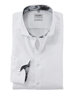 Рубашка мужская белая OLYMP, body fit, фактурная, на высокий рост | купить в интернет-магазине Olymp-Men
