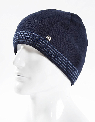 Шапка синяя с полосками мужская вязаная Русский трикотаж | купить в интернет-магазине Olymp-Men