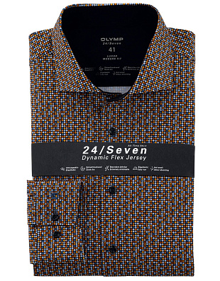 Рубашка трикотажная мужская OLYMP с принтом Luxor 24/7, modern fit | купить в интернет-магазине Olymp-Men