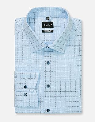 Рубашка голубая в клетку Olymp Luxor Big, прямой крой | купить в интернет-магазине Olymp-Men