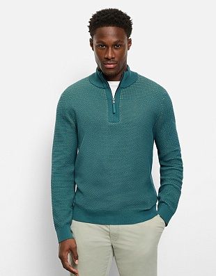 Свитер зелёный хлопковый с воротником на молнии Olymp | купить в интернет-магазине Olymp-Men