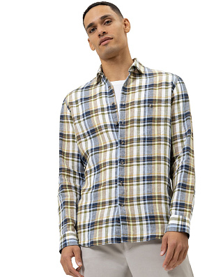 Мужская льняная клетчатая рубашка OLYMP Casual, modern fit | купить в интернет-магазине Olymp-Men