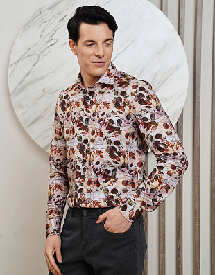 Рубашка мужская трикотажная с принтом OLYMP Luxor 24/7, modern fit | купить в интернет-магазине Olymp-Men