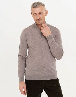 Свитер бежевый с воротником на молнии Gratude шерстяной | купить в интернет-магазине Olymp-Men