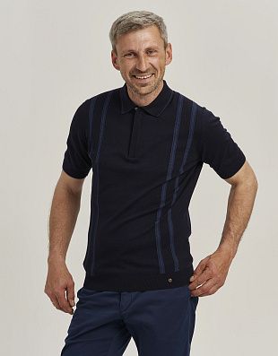 Поло мужское синее вязаное на молнии Gratude | купить в интернет-магазине Olymp-Men