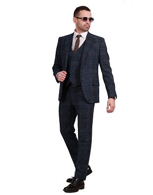 Костюм-тройка мужской зауженный в клетку Nowal | купить в интернет-магазине Olymp-Men