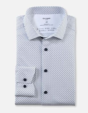 Рубашка синяя с принтом OLYMP Luxor, modern fit, климат-контроль | купить в интернет-магазине Olymp-Men