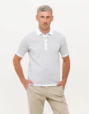 Поло мужское в серую полоску на пуговицах Gtatude | купить в интернет-магазине Olymp-Men
