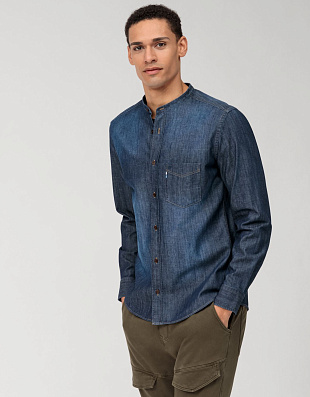 Джинсовая рубашка мужская OLYMP Casual, воротник стойка | купить в интернет-магазине Olymp-Men