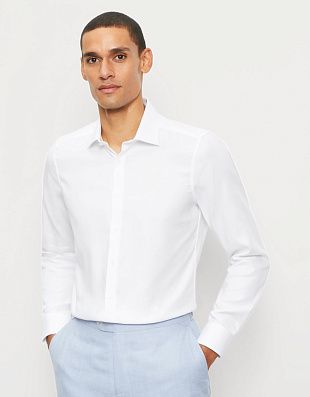 Рубашка белая мужская приталенная OLYMP, фактурная | купить в интернет-магазине Olymp-Men