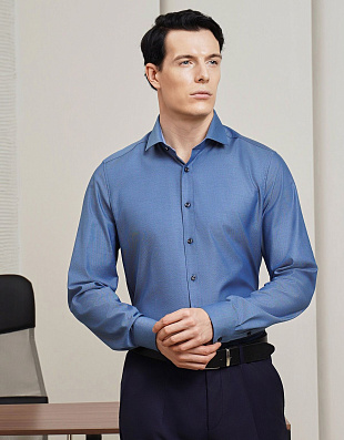 Рубашка классическая мужская Level Five, body fit, фактурная ткань | купить в интернет-магазине Olymp-Men
