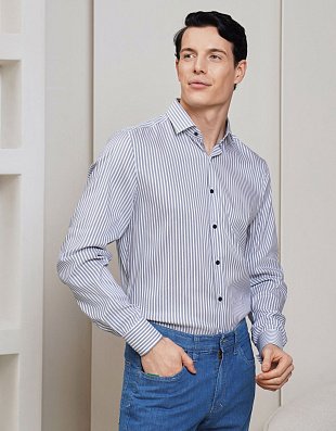 Рубашка мужская в полоску с лиоцеллом OLYMP 24/7, body fit | купить в интернет-магазине Olymp-Men