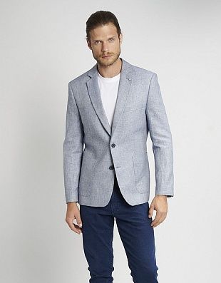 Пиджак льняной голубой w.WEGENER, 2 шлицы | купить в интернет-магазине Olymp-Men