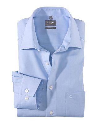 Рубашка мужская голубая OLYMP Luxor, прямой крой на высокий рост | купить в интернет-магазине Olymp-Men