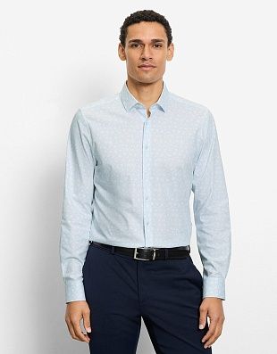 Рубашка с голубым рисунком OLYMP, климат-контроль, body fit | купить в интернет-магазине Olymp-Men